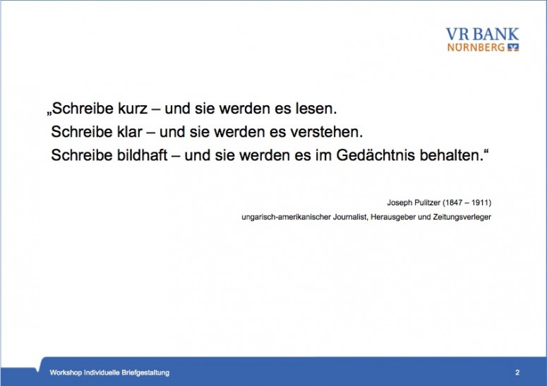 VR Bank Nürnberg Workshop 3